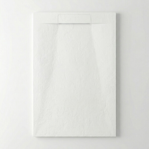 CERAMIA - Ceramia PixL 120x90 cm receveur de douche rectangulaire à poser en résine composite, surface effet pierre, blanc (CERAPX12090W) : - large