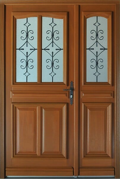 GD MENUISERIES - Porte d'entrée Bois Tiercée Vitrée Vauban H.215xl.130 cm Côtes Tableau p. Gauche - large