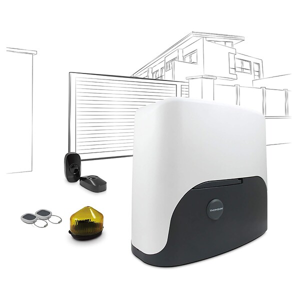 THOMSON - Kit motorisation pour portail coulissant - Thomson - 500044 - 1 motorisation Thomson + 1 kit de cremaillere de 6 metres + 1 kit wifi connecte + 1 digicode filaire - large