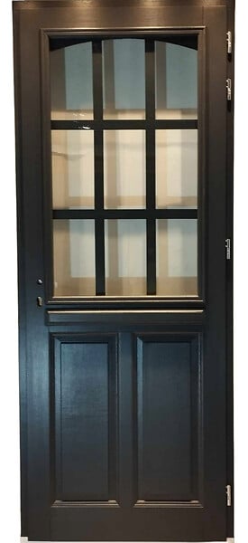 GD MENUISERIES - Porte d'entrée Bois Vitrée Alexa Gris Anthr., H215 x L80 cm Côte Tableau p.Gauche (Poignée, Barillet ref 010723NO) - large