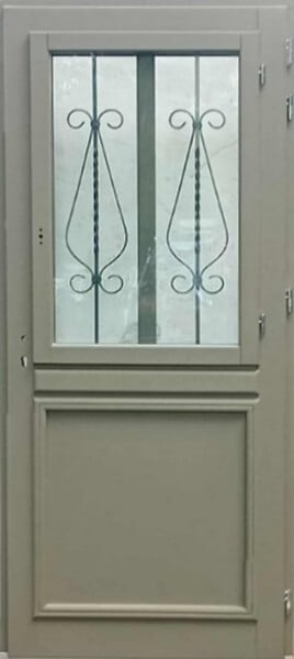 GD MENUISERIES - Porte d'entrée Bois Vitrée Baptiste Vert Gris Olive, H200 x L90 cm Côte Tableau p.Gauche - large