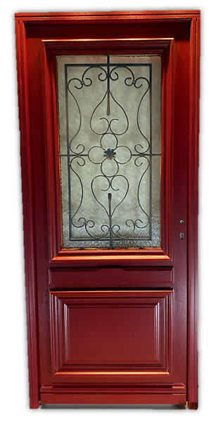 GD MENUISERIES - Porte d'entrée Bois Vitrée Canada Rouge pourpre, H215 x L90 cm Côte Tableau p.Gauche - large