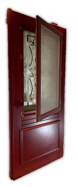 GD MENUISERIES - Porte d'entrée Bois Vitrée Canada Rouge pourpre, H215 x L90 cm Côte Tableau p.Gauche - large
