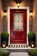 GD MENUISERIES - Porte d'entrée Bois Vitrée Canada Rouge pourpre, H215 x L90 cm Côte Tableau p.Droit - vignette