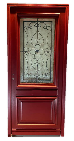 GD MENUISERIES - Porte d'entrée Bois Vitrée Canada Rouge pourpre, H215 x L90 cm Côte Tableau p.Droit - large