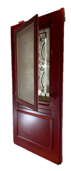GD MENUISERIES - Porte d'entrée Bois Vitrée Canada Rouge pourpre, H215 x L90 cm Côte Tableau p.Droit - large