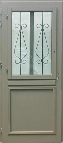 GD MENUISERIES - Porte d'entrée Bois Vitrée Baptiste Vert Gris Olive, H215 x L90 cm Côte Tableau p.Droit - large
