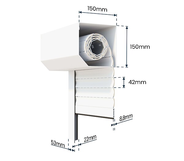 AVOSDIM - Volet roulant electrique filaire Alu Blanc - L120 x H120 cm - Motorise avec commande murale - Recoupable - large