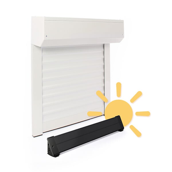 AVOSDIM - Volet roulant electrique solaire Alu Blanc - L240 x H215 cm - Autonome batterie et panneau solaire inclus - Recoupable - large