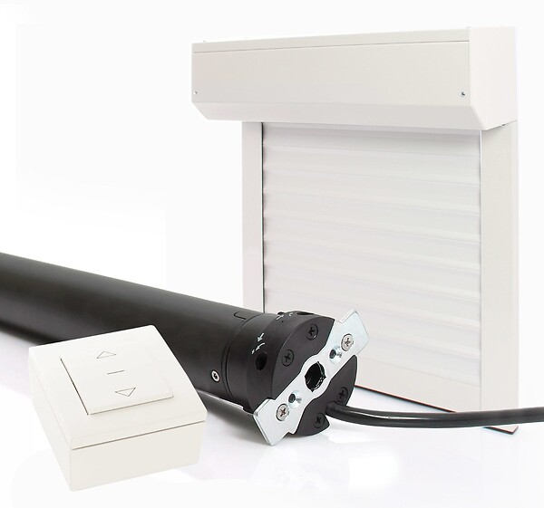 AVOSDIM - Volet roulant electrique filaire Alu Blanc - L80 x H100 cm - Motorise avec commande murale - Recoupable - large