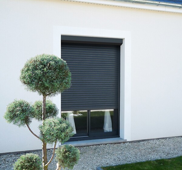 AVOSDIM - Volet roulant manuel a sangle Alu Gris Anthracite - L120 x H120 cm - Manoeuvre manuelle - Recoupable - large