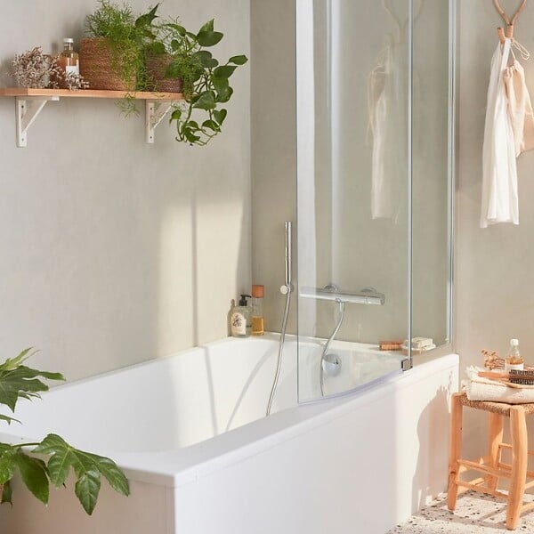 JACOB DELAFON - Tablier bain compatible toutes baignoires rectangulaires, installation angle, 180x90x60cm, Blanc + Pare bain Malice Jacob Delafon - large