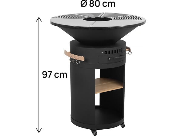 HABITAT ET JARDIN - Barbecue plancha brasero à charbon et bois "Cesar premium" - Ø 81 cm - Noir - large