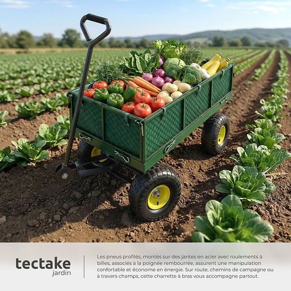 TECTAKE - Chariot de jardin 350 kg vert - large