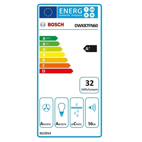 BOSCH - hotte décorative inclinée 80cm 768m3/h noir - DWK87FN60 - large