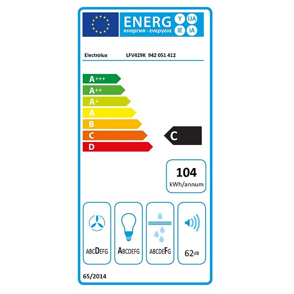 ELECTROLUX - hotte décorative inclinée 90cm 460m3/h noir - LFV429K - large
