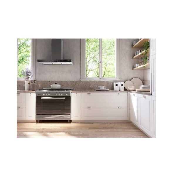 GLEM - hotte décorative murale 90cm 63db 564m3/h inox/noir - GHBS97IX - large
