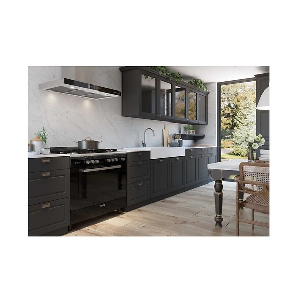 GLEM - hotte décorative murale 90cm 63db 564m3/h inox/noir - GHBS97IX - large