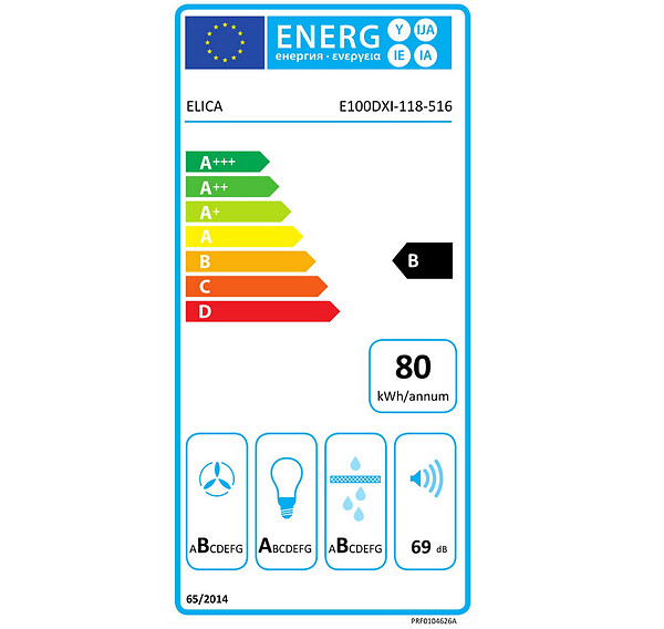 ELICA - hotte décorative murale 90cm 69db 581m3/h noir/inox - prf0104626a - large
