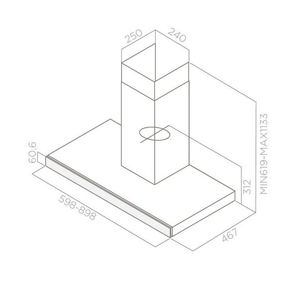 ELICA - hotte décorative murale 90cm 69db 581m3/h noir/inox - prf0104626a - large