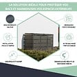 ATOLE - Cache poubelle extérieur triple en acier galvanisé - Abri poubelle pour 3 conteneurs 240 Litres - Anthracite RAL7016 - vignette
