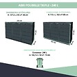 ATOLE - Cache poubelle extérieur triple en acier galvanisé - Abri poubelle pour 3 conteneurs 240 Litres - Anthracite RAL7016 - vignette