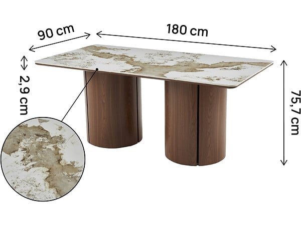 HABITAT ET JARDIN - Table à manger rectangulaire en céramique pendora "Milano" - 6 places - Marron - large