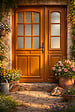 GD MENUISERIES - Porte d'entrée Tiercée Bois Vitrée Marine H215xL140 cm Côte Tableau p. Gauche - vignette