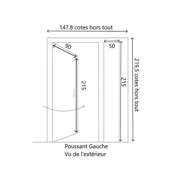 GD MENUISERIES - Porte d'entrée Tiercée Bois Vitrée Marine H215xL140 cm Côte Tableau p. Gauche - large