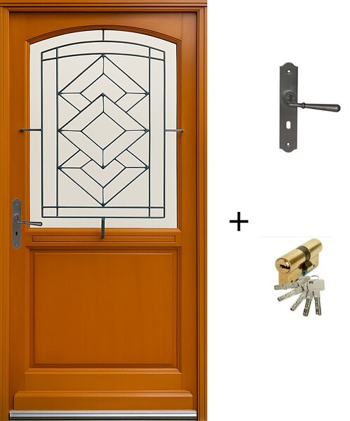 GD MENUISERIES - Porte d'entrée Bois Vitrage Transparent, ELIOTH H215 x L90 cm Côte Tableau, p.Droit (Poignée, Barillet ref 010403FP) - large