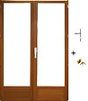 GD MENUISERIES - Porte Fenetre Bois 2 Vantaux H205 x L100 cm Côte Tableau (Poignée, Barillet ref 01245F924) - vignette