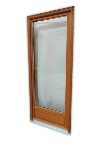 GD MENUISERIES - Porte Fenetre Bois 1 Vantail H205 x L80 cm Côte Tableau Tirant Droite (Poignée, Barillet ref 01245F924) - large