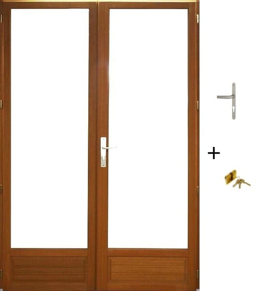 GD MENUISERIES - Porte Fenetre Bois 2 Vantaux H215 x L140 cm Côte Tableau (Poignée, Barillet ref 01245F924) - large