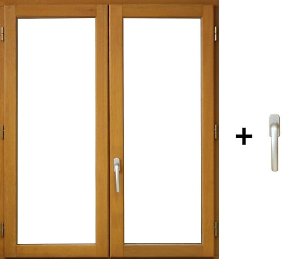 GD MENUISERIES - Fenetre Bois 2 Vantaux H115 x L110 cm Côte Tableau, poignee (ref 010220F9) - large