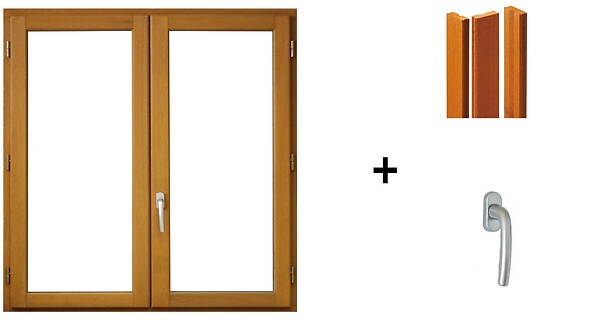 GD MENUISERIES - fenetre Bois 2 Vantaux H105 x L90 cm, tapees iso 120 cm (1 de 1,9m, 1 de 2,28m), poignee - large