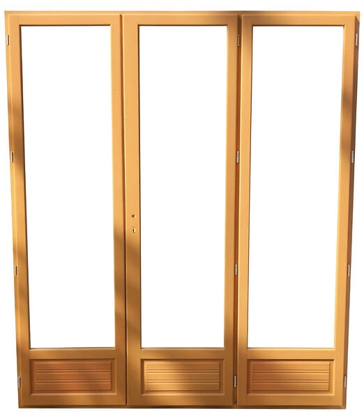 GD MENUISERIES - Porte Fenetre Bois 3 Vantaux H215 x L180 cm Côte Tableau (Poignée, Barillet ref 01245F924) - large