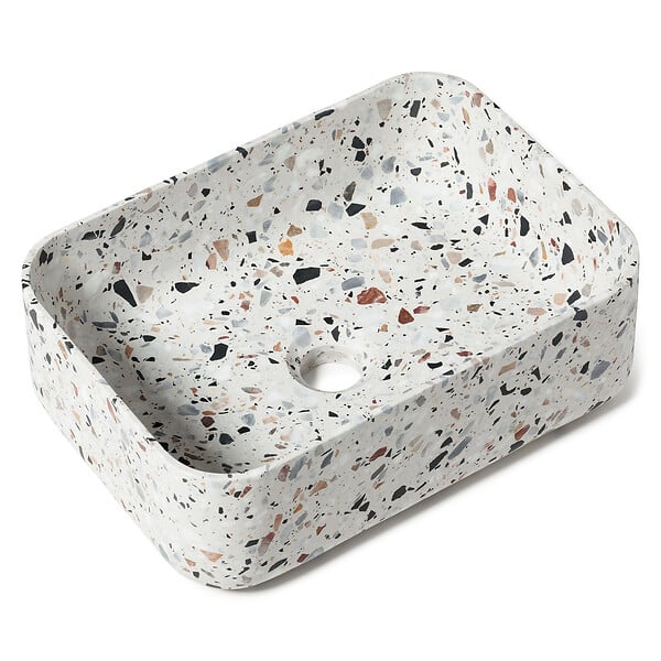 RO'MA NATURE - Vasque à poser rectangulaire Terrazzo 38x27x13 cm - large