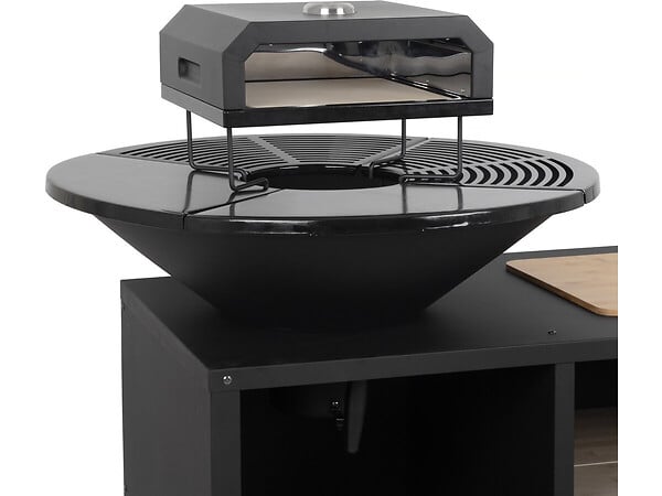 HABITAT ET JARDIN - Barbecue plancha brasero avec four à pizza "Maréchal" - Ø 81 cm  - Noir - large