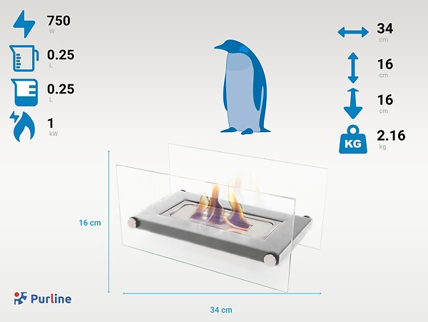 PURLINE - Cheminée éthanol de table en acier inoxydable - large
