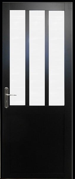 GD MENUISERIES - Bloc Porte Atelier Noir vitre depoli H204 x L83 cm Côte Tableau P.Droit - large