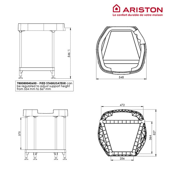 ARISTON - Trépied pour chauffe-eau NUOS PLUS S2 WIFI - large