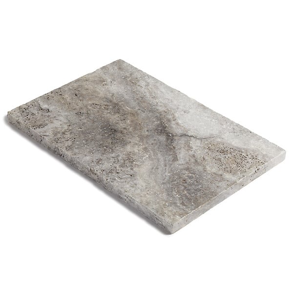 RO'MA NATURE - Pas japonais Rectangle Travertin Gris Silver 61x40,6x3 cm (à l'unité) - large