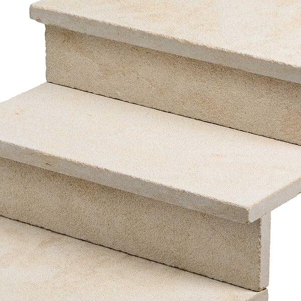 RO'MA NATURE - Dessus de marche Pierre de l'Atlas Beige 60x30x3 cm Bord Droit (à l'unité) - large