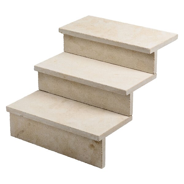 RO'MA NATURE - Dessus de marche Pierre de l'Atlas Beige 60x30x3 cm Bord Droit (à l'unité) - large