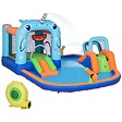 OUTSUNNY - Château gonflable enfant - trampoline, toboggans, piscine, mur d'escalade, panier, pistolets eau, gonfleur, sac transport - polyester multicolore - vignette