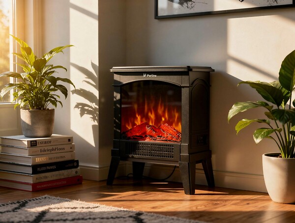 PURLINE - Cheminée électrique compacte sur pied 1500 W - large