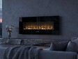 PURLINE - Cheminée électrique murale panoramique 2kW en verre trempé noir avec télécommande - vignette