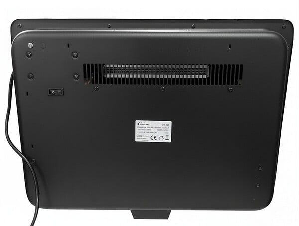 PURLINE - Cheminée électrique 2000W en verre trempé noir avec télécommande - large