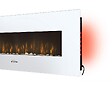 PURLINE - Cheminée électrique panoramique avec éclairage LED d'ambiance et panneau frontal blanc - vignette