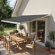 INTERSUN - Store banne coffre intégral CINABRE 3 x 2 m - Manuel - Blanc - Toile acrylique gris foncé - vignette